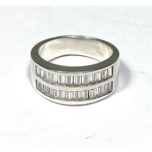925 Sterling Silver Ring 6.5 Cubic Zirconia 4.91g Vintage Estate